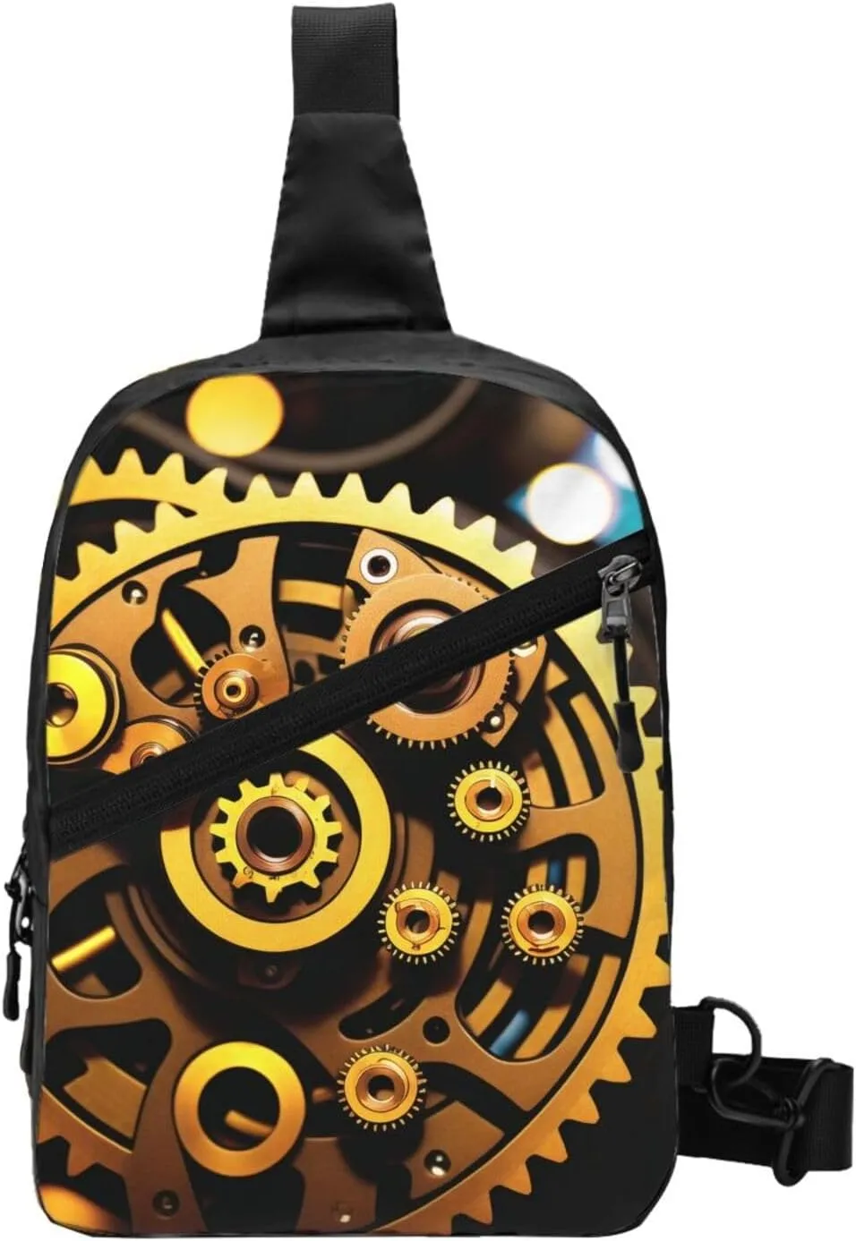 Mechanical Gold Disc Sling Bag For Women And Men Fashion Folding Chest Bag Adjustable Crossbody Travel Shoulder Bag