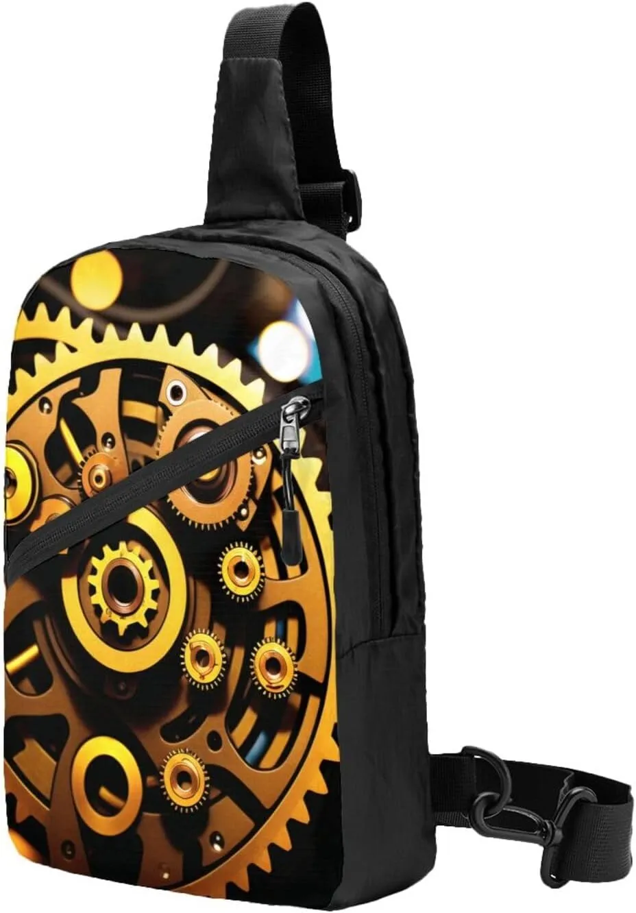 Mechanical Gold Disc Sling Bag For Women And Men Fashion Folding Chest Bag Adjustable Crossbody Travel Shoulder Bag