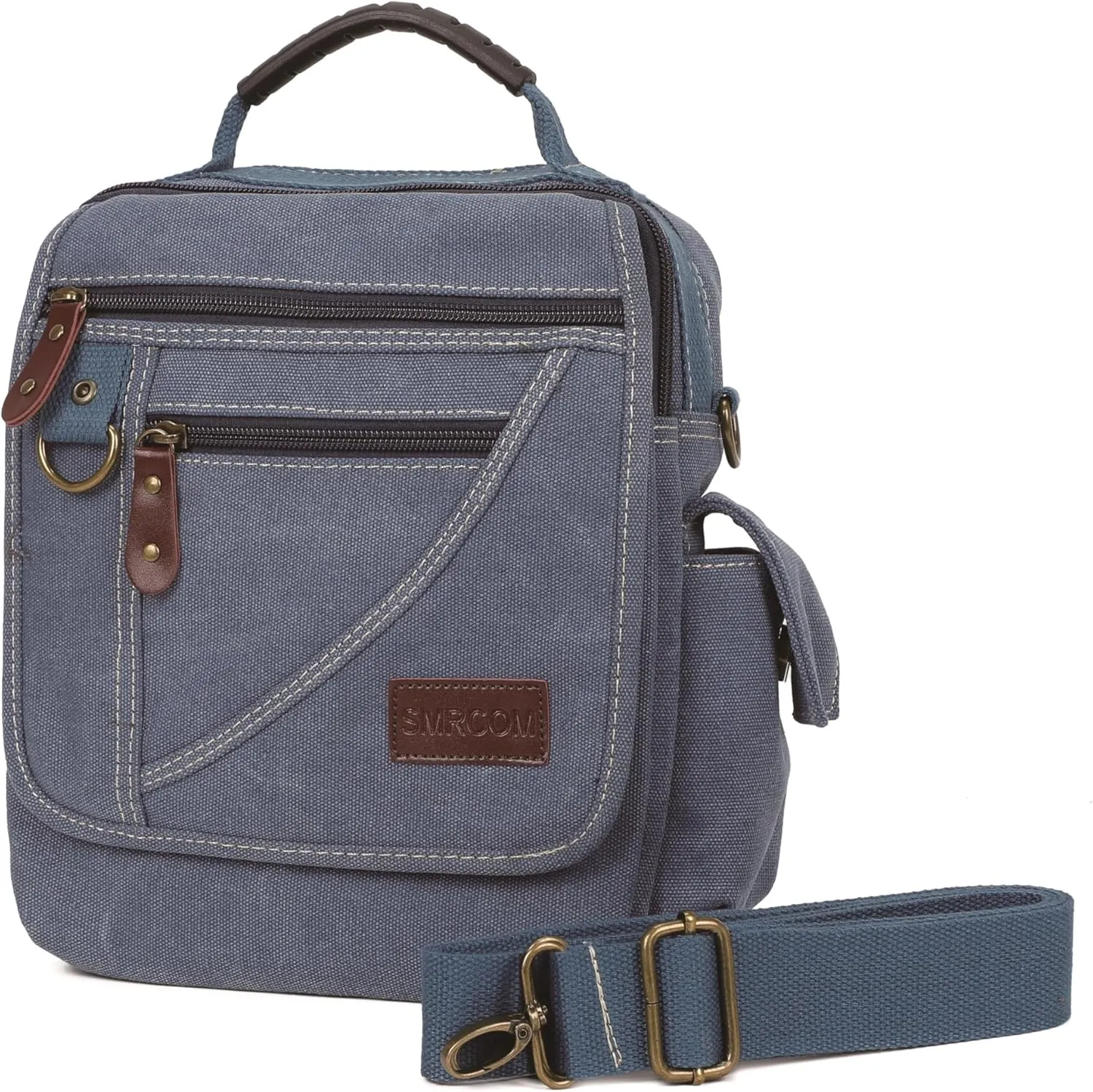 Men Purse Shoulder Small Crossbody Canvas Messenger Tote Side Travel Bag Detachable Strap