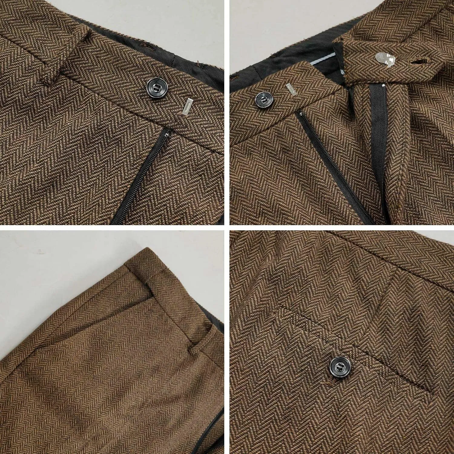 Men's 4 Piece 1920s Suit One Button Vintage Suit,Jacket Vest Pants with Hat
