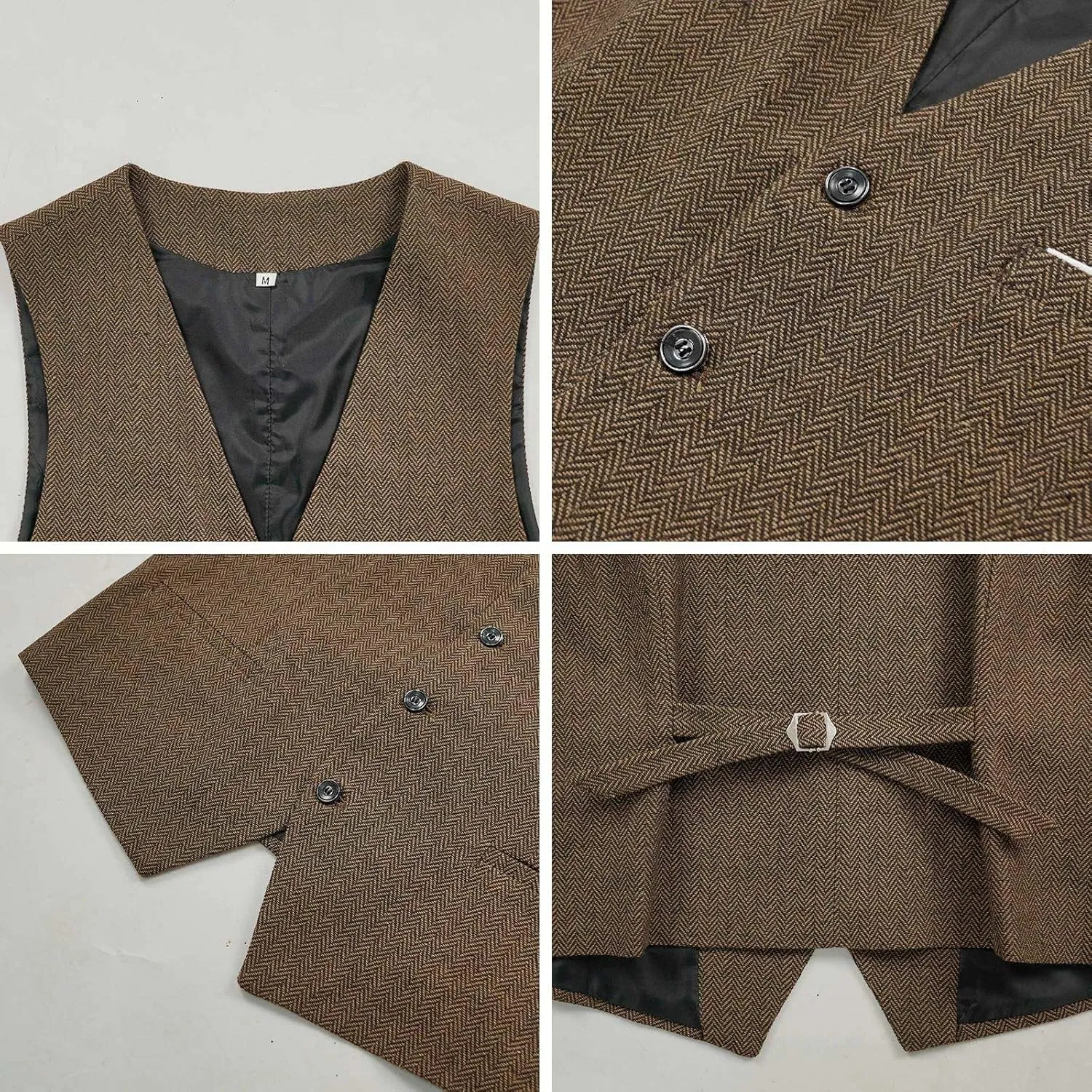 Men's 4 Piece 1920s Suit One Button Vintage Suit,Jacket Vest Pants with Hat