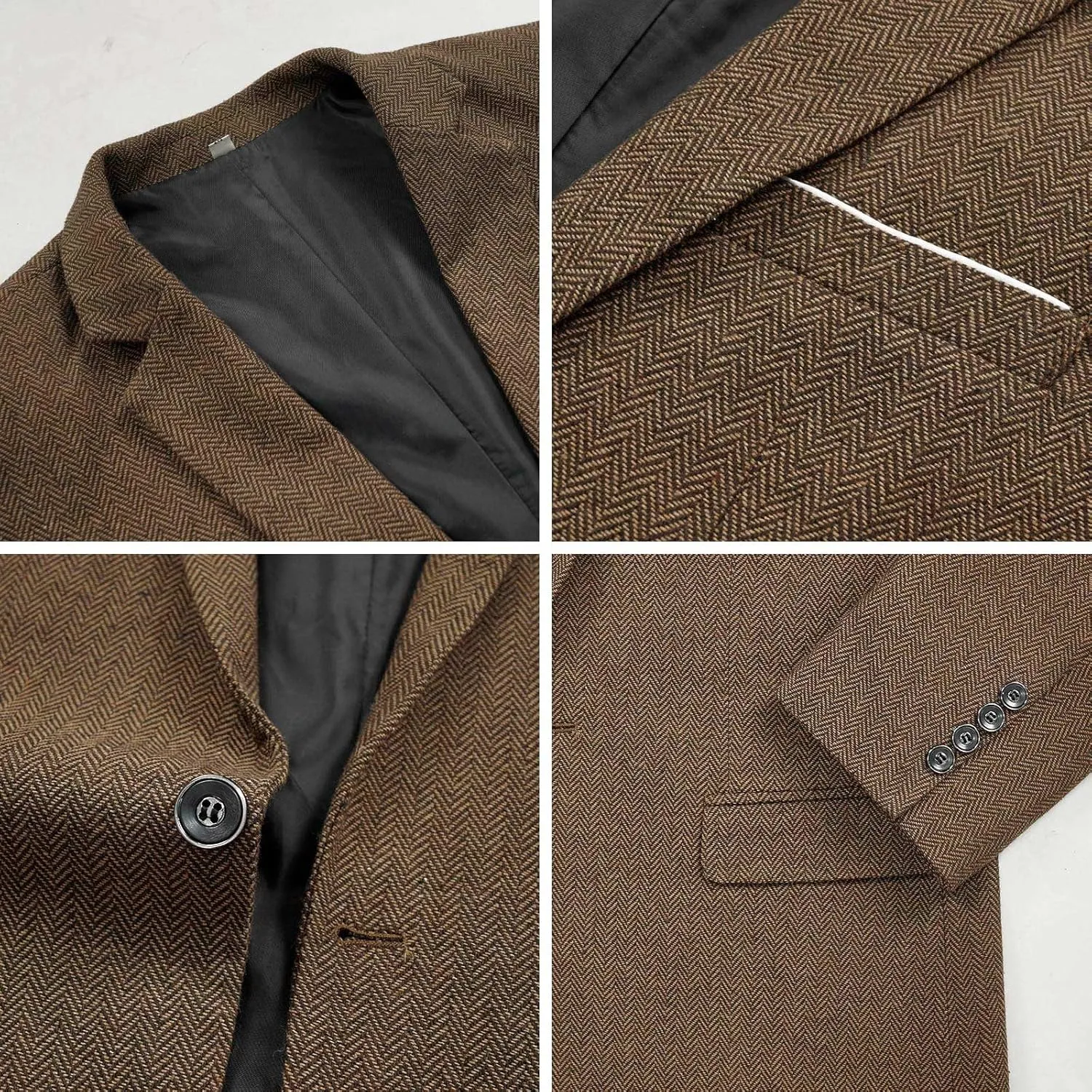 Men's 4 Piece 1920s Suit One Button Vintage Suit,Jacket Vest Pants with Hat