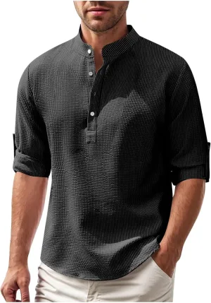 Mens Button Down Short Sleeve Shirt Casual Shirts Summer Beach Textured Shirts for Holiday Vacation Workout Golf