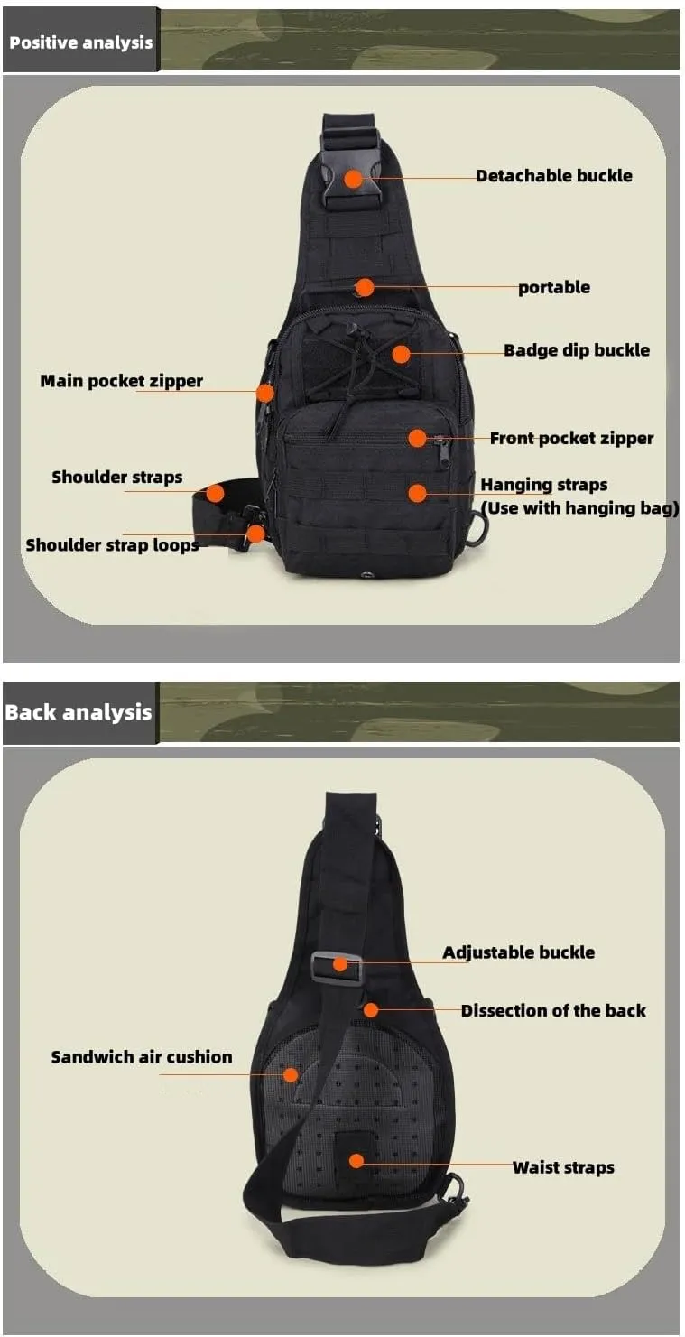 Men's Chest Bag Oxford Bag Crossbody Bag Shoulder Bag Korean Version Small Backpack Casual Belt Bag (ACU Digital)