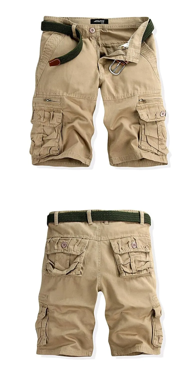 Men's Classic Twill Cargo Shorts Rugged Flex Relaxed Fit Canvas Cargo Short Multi Pocket Casual Outdoor Hiking Shorts (29,Khaki)