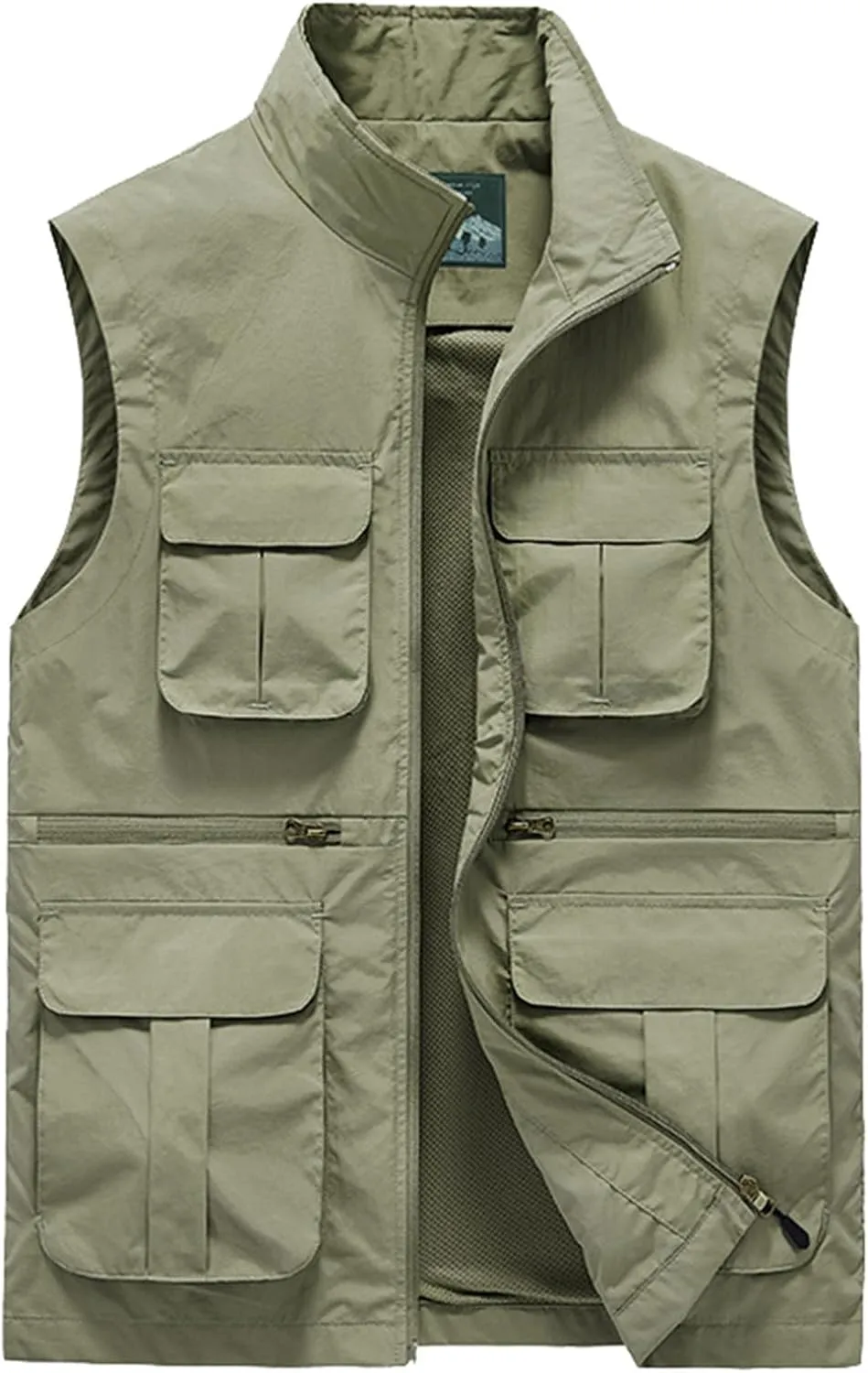 Men's Fall Utility Vest Multi Pockets Sleeveless Jacket Lightweight Outdoor Work Cargo Vest for Fishing Travel Photo