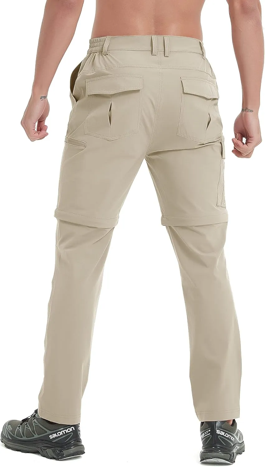 Mens Hiking Convertible Pants Waterproof Lightweight Quick Dry Zip Off Fishing Outdoor Cargo Work Trekking Trousers