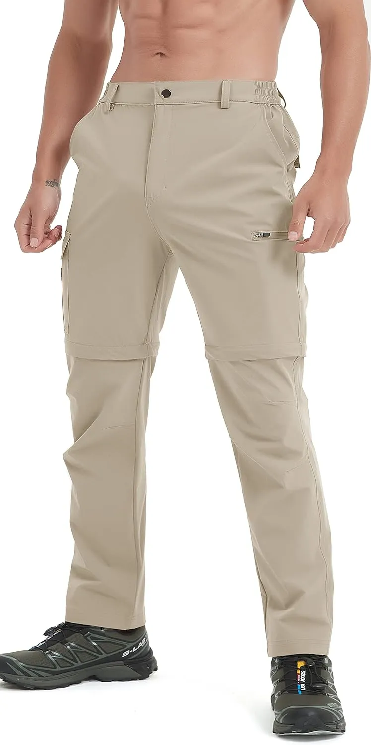 Mens Hiking Convertible Pants Waterproof Lightweight Quick Dry Zip Off Fishing Outdoor Cargo Work Trekking Trousers