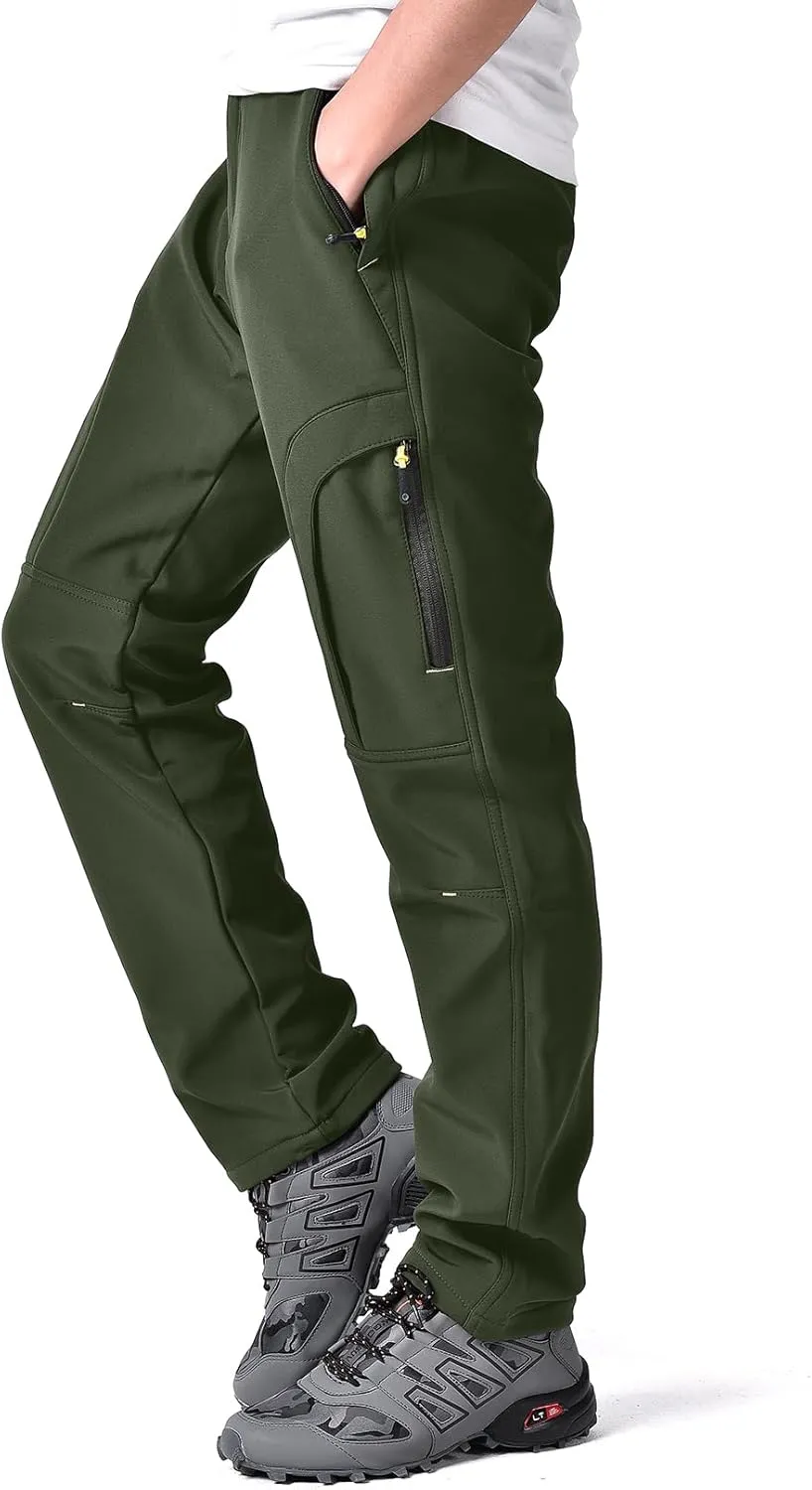 Mens Hiking Waterproof Pants Snow Ski Insulated Fleece Lined Winter Fishing Walking Fishing Walking Outdoor Pants