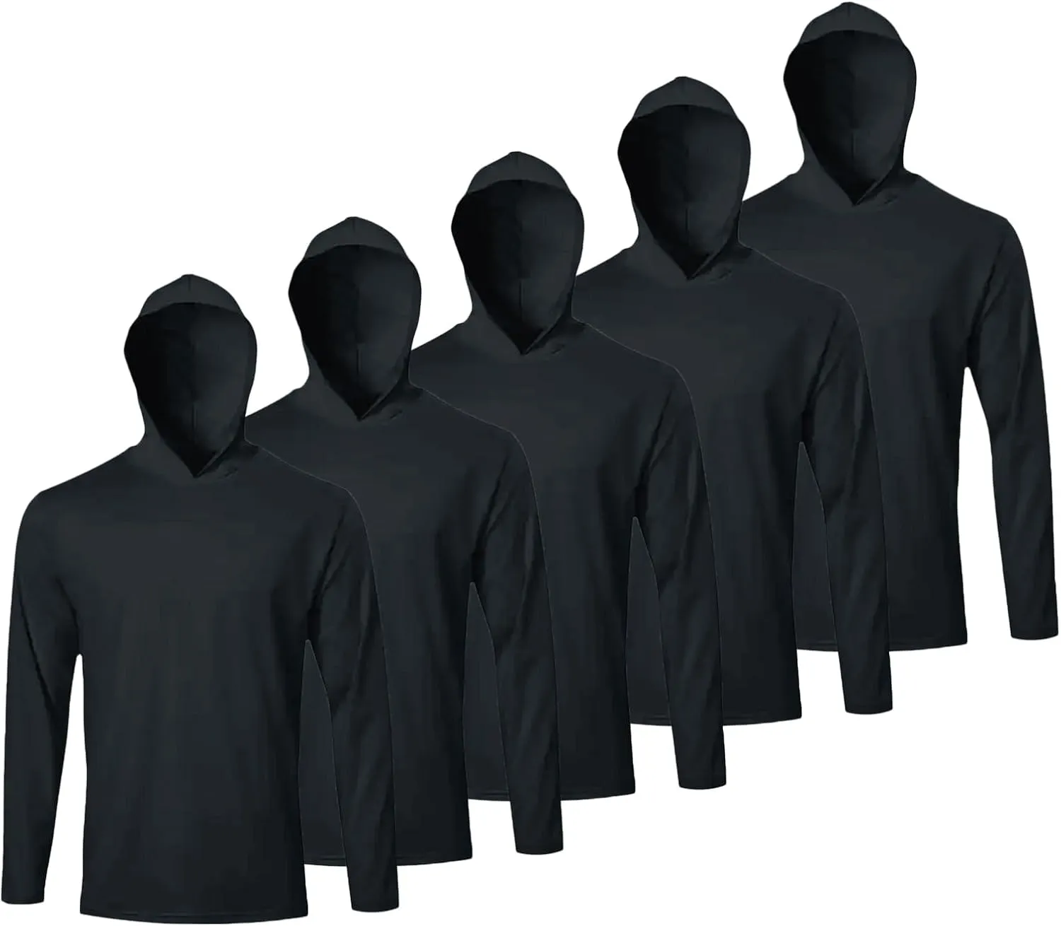 Mens Long Sleeve Shirt Lightweight Sun Protection Fishing Shirts Athletic Hoodie Shirts 5 Pack