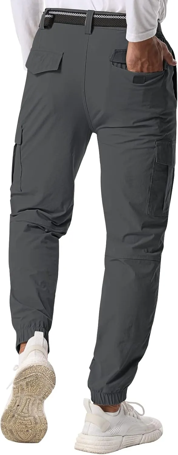 Mens Pants Joggers Stretch Cargo Pants Slim fit 6 Pockets Waterproof Fishing Quick-Dry Work Pant