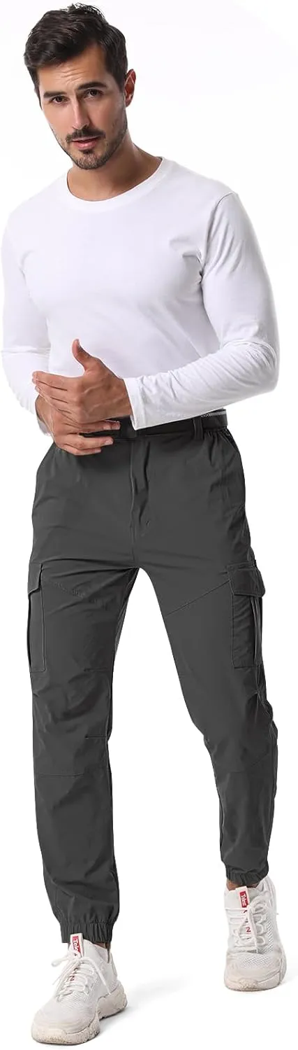 Mens Pants Joggers Stretch Cargo Pants Slim fit 6 Pockets Waterproof Fishing Quick-Dry Work Pant
