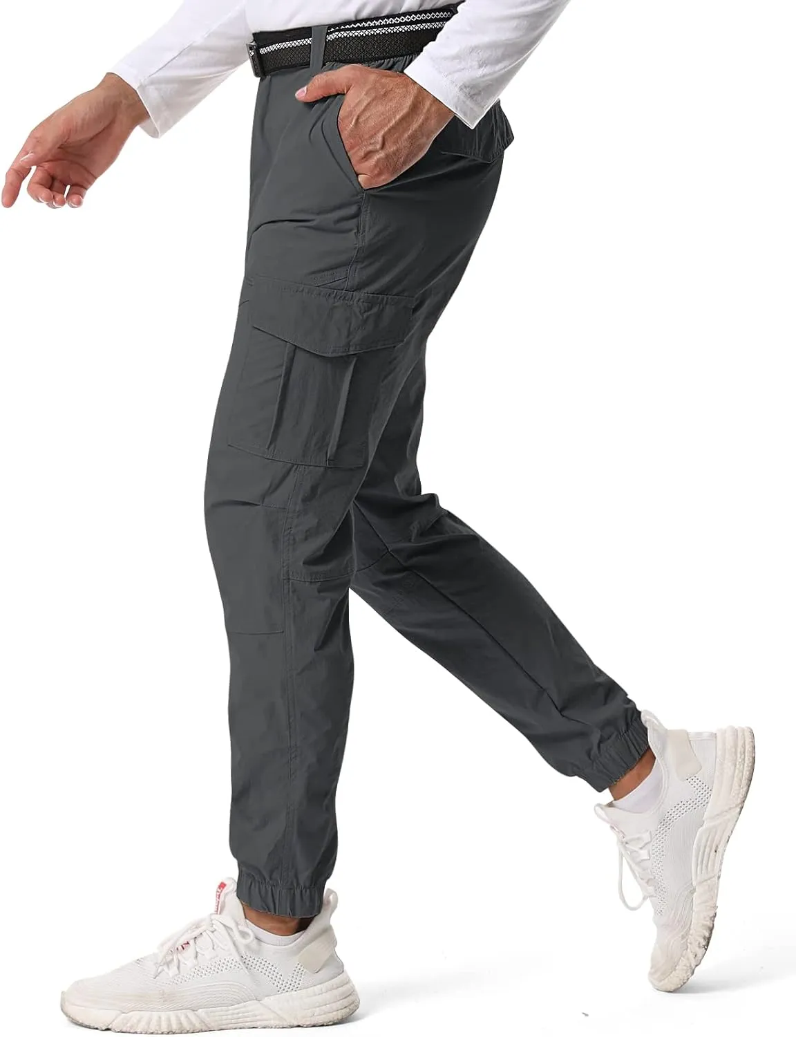 Mens Pants Joggers Stretch Cargo Pants Slim fit 6 Pockets Waterproof Fishing Quick-Dry Work Pant