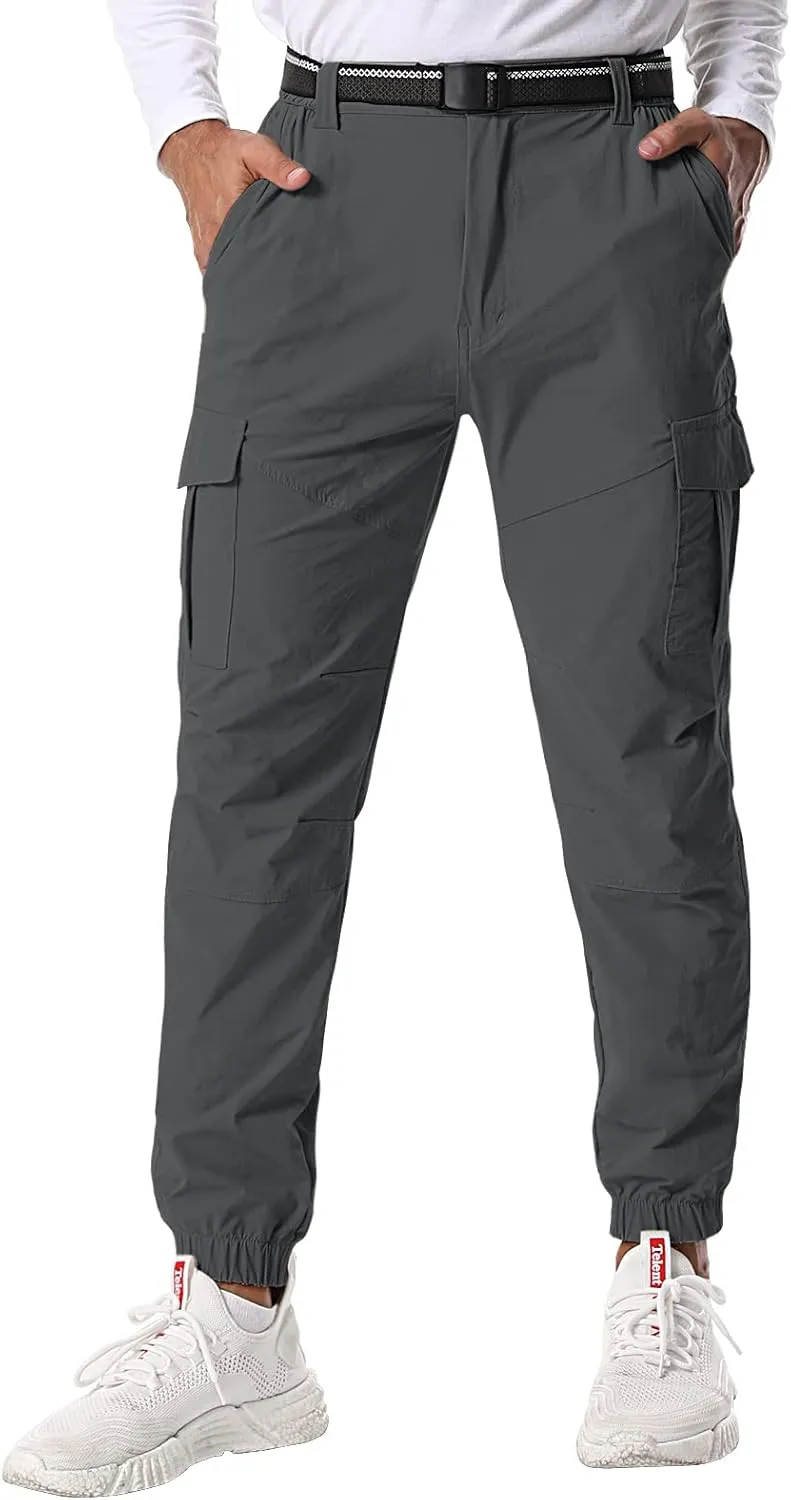 Mens Pants Joggers Stretch Cargo Pants Slim fit 6 Pockets Waterproof Fishing Quick-Dry Work Pant