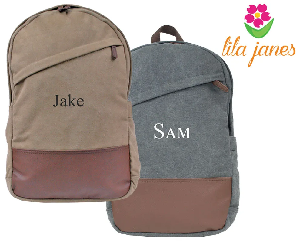 Mens Personalized Canvas Backpacks