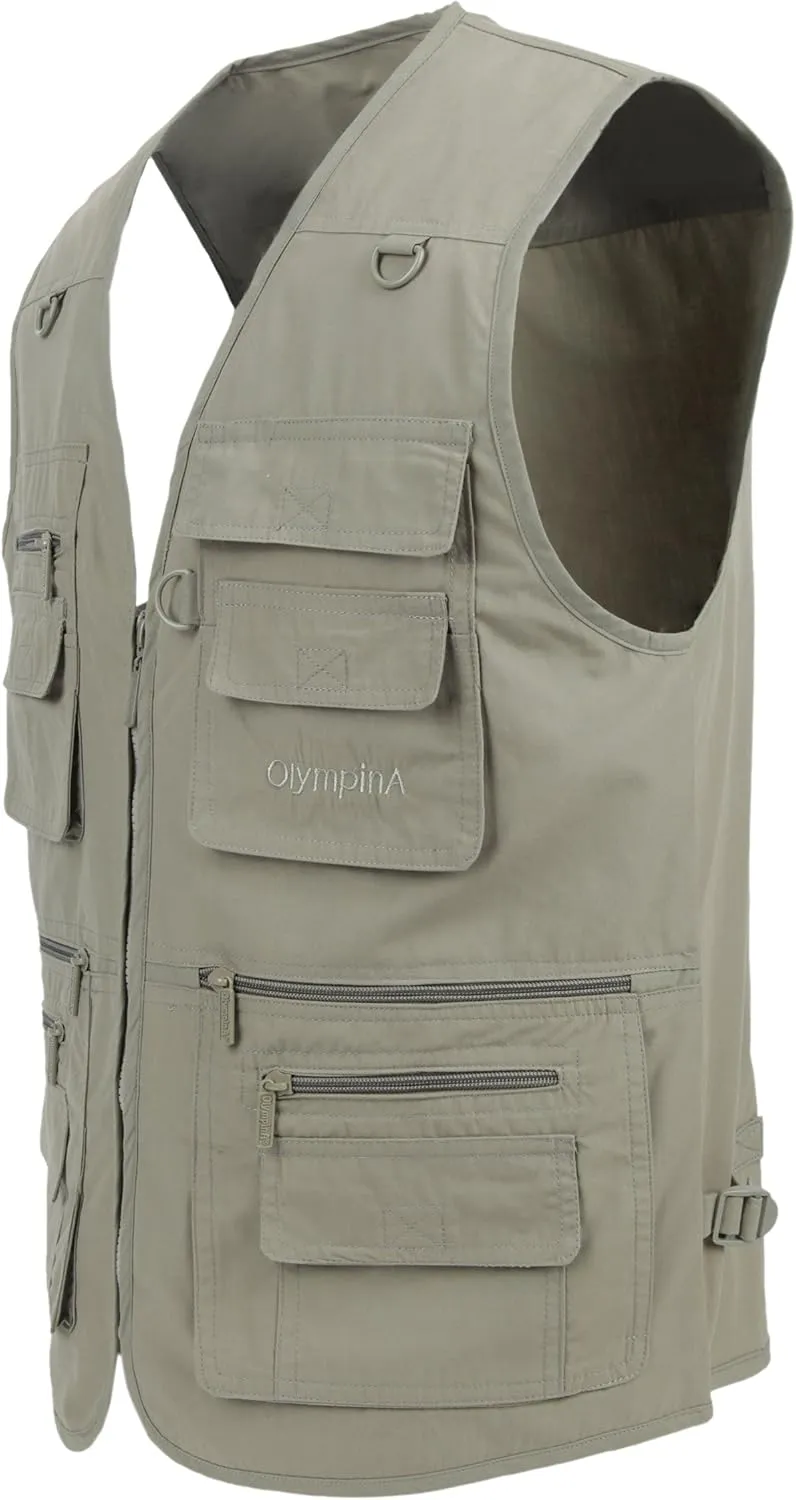 Men's Poplin Outdoors Travel Sports Multi-Pockets Work Fishing Vest