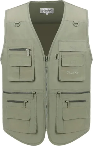 Men's Poplin Outdoors Travel Sports Multi-Pockets Work Fishing Vest