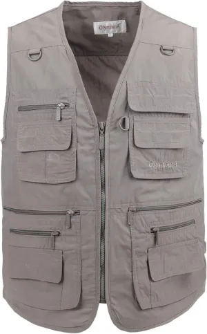 Men's Poplin Outdoors Travel Sports Multi-Pockets Work Fishing Vest