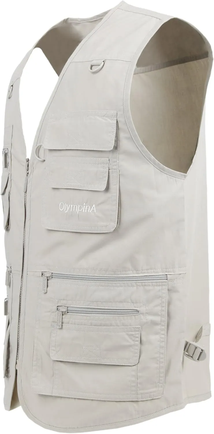 Men's Poplin Outdoors Travel Sports Multi-Pockets Work Fishing Vest