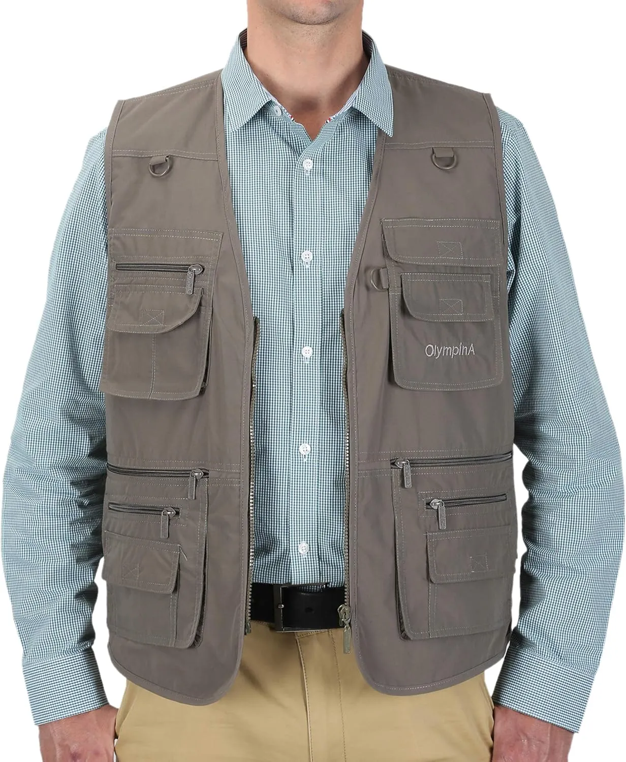 Men's Poplin Outdoors Travel Sports Multi-Pockets Work Fishing Vest