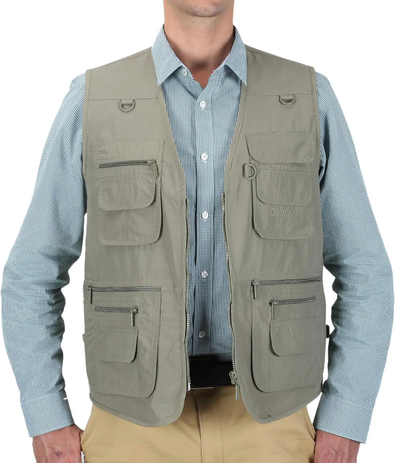 Men's Poplin Outdoors Travel Sports Multi-Pockets Work Fishing Vest