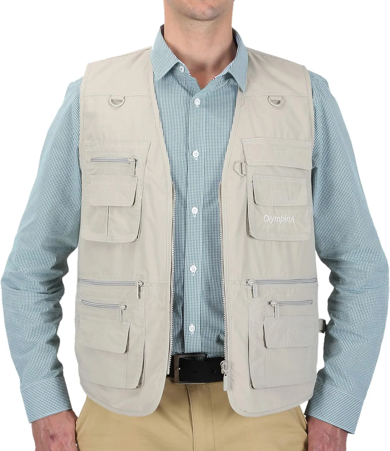 Men's Poplin Outdoors Travel Sports Multi-Pockets Work Fishing Vest