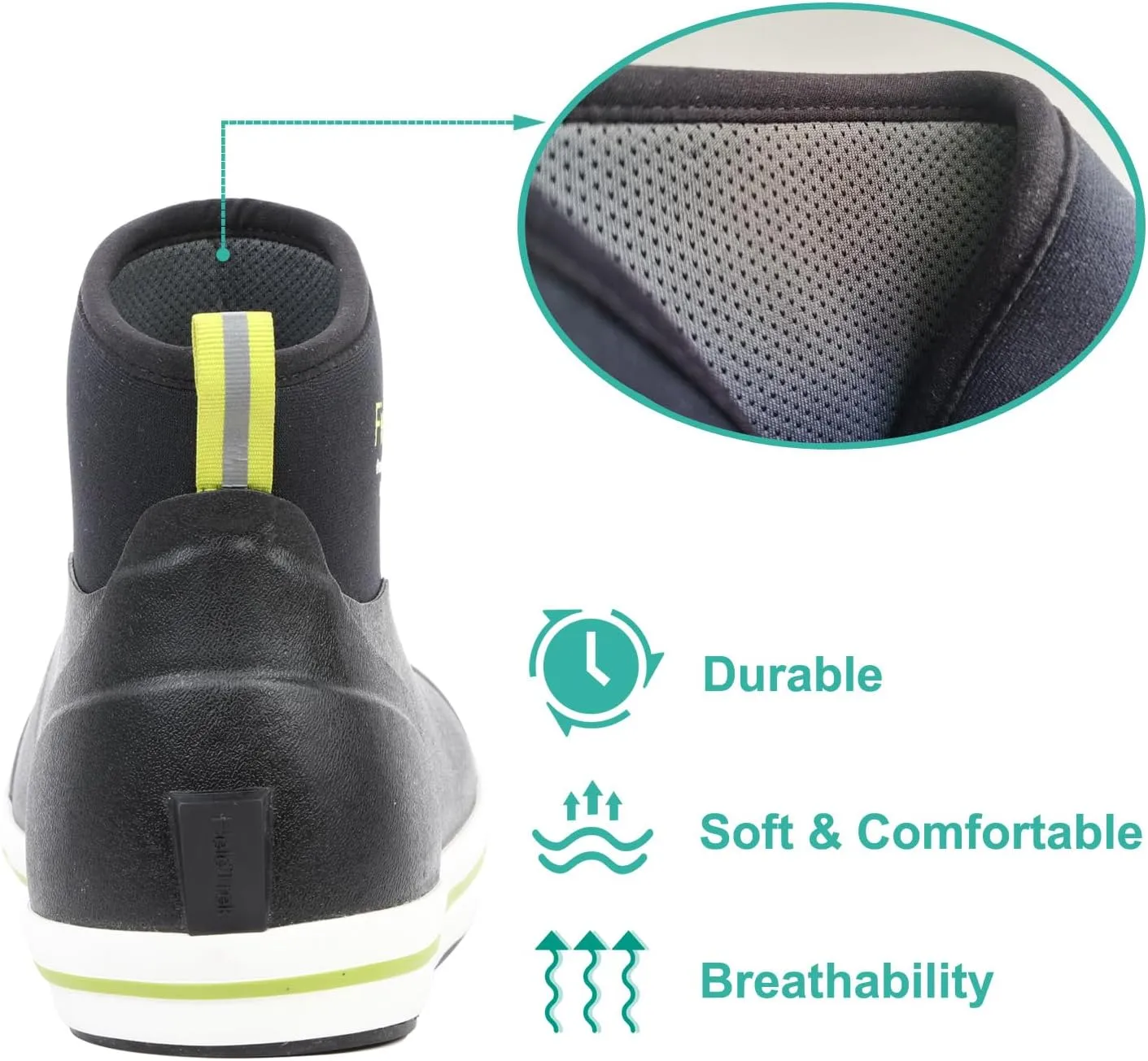 Men's Rain Boots Fishing Boots, Anti-Slip Neoprene Rubber Ankle Men Boots Outdoor for Gardening Fishing Boating Sailing Black