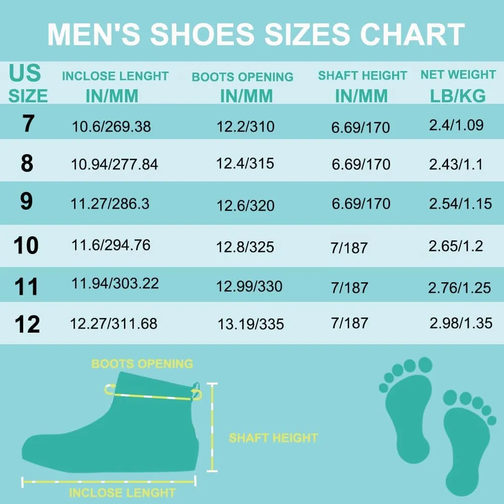 Men's Rain Boots Fishing Boots, Anti-Slip Neoprene Rubber Ankle Men Boots Outdoor for Gardening Fishing Boating Sailing Black
