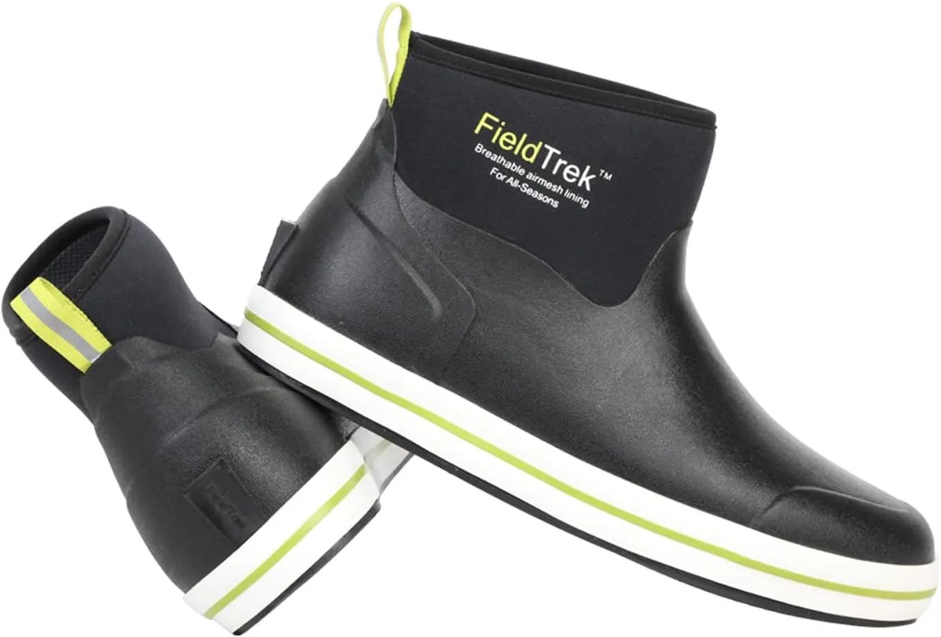 Men's Rain Boots Fishing Boots, Anti-Slip Neoprene Rubber Ankle Men Boots Outdoor for Gardening Fishing Boating Sailing Black