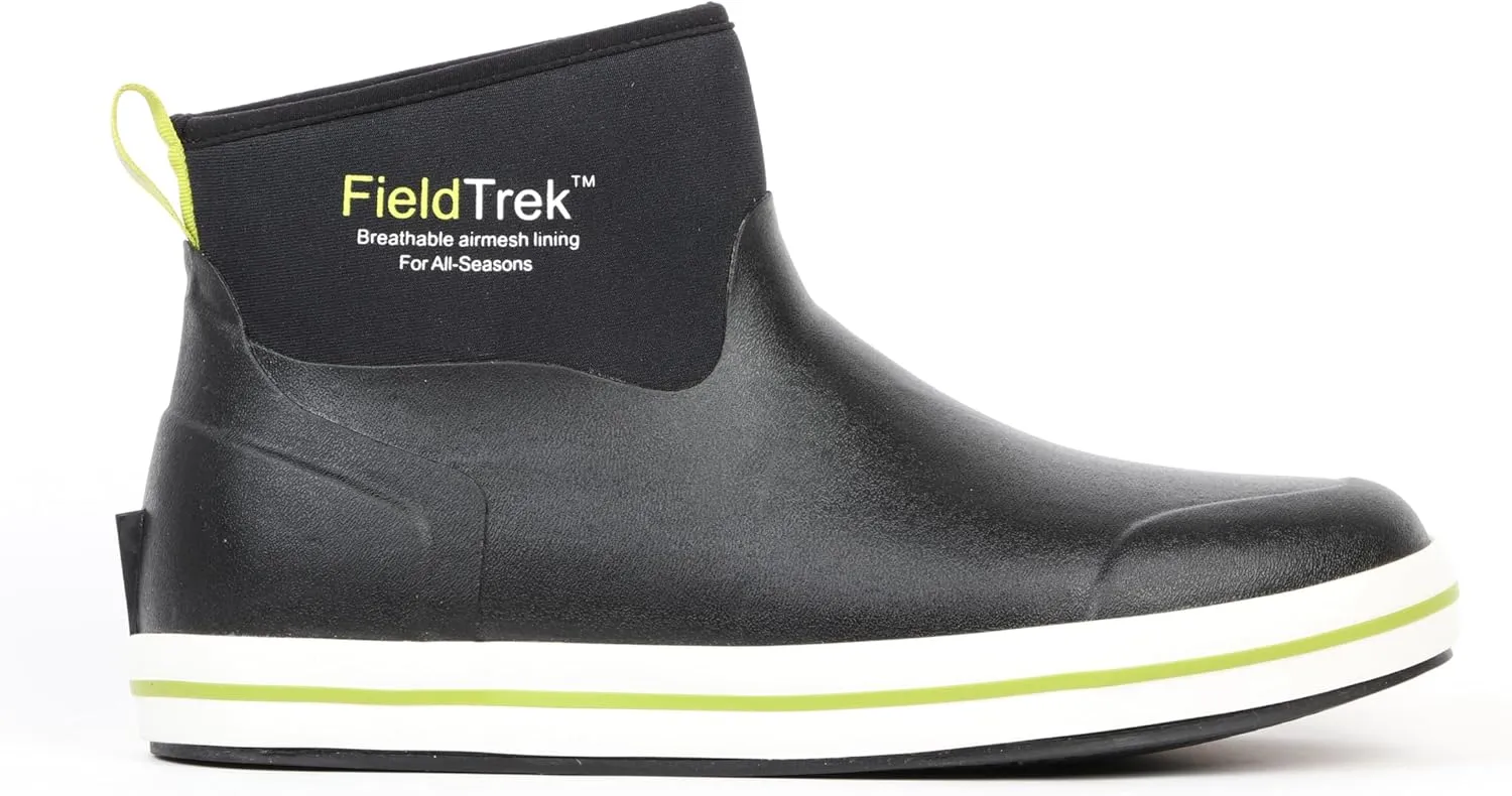 Men's Rain Boots Fishing Boots, Anti-Slip Neoprene Rubber Ankle Men Boots Outdoor for Gardening Fishing Boating Sailing Black