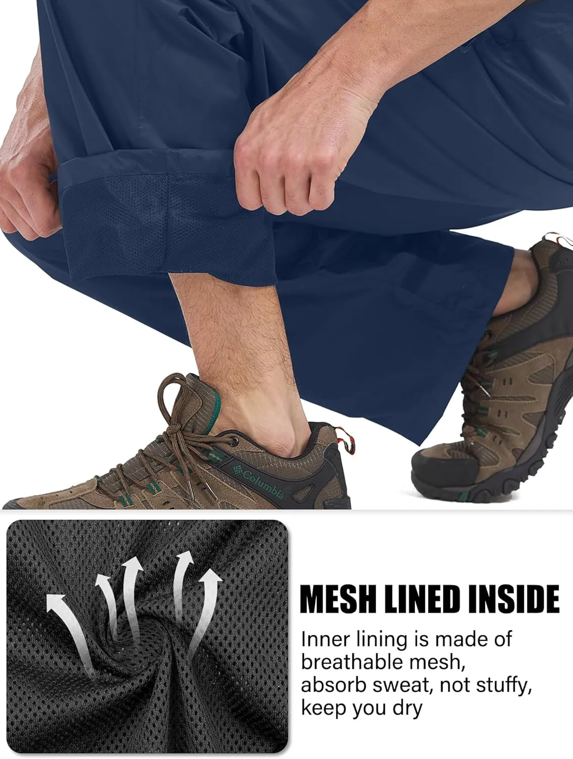 Men's Rain Pants,Waterproof Wind Pants Mens, Hiking Lightweight Outdoor Golf Fishing Cycling Motorcycle
