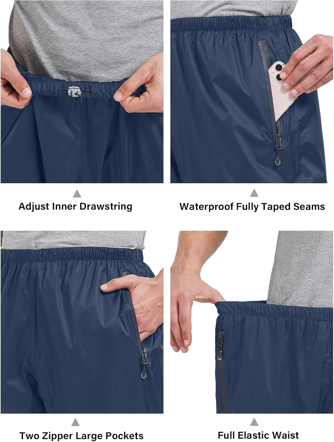 Men's Rain Pants,Waterproof Wind Pants Mens, Hiking Lightweight Outdoor Golf Fishing Cycling Motorcycle