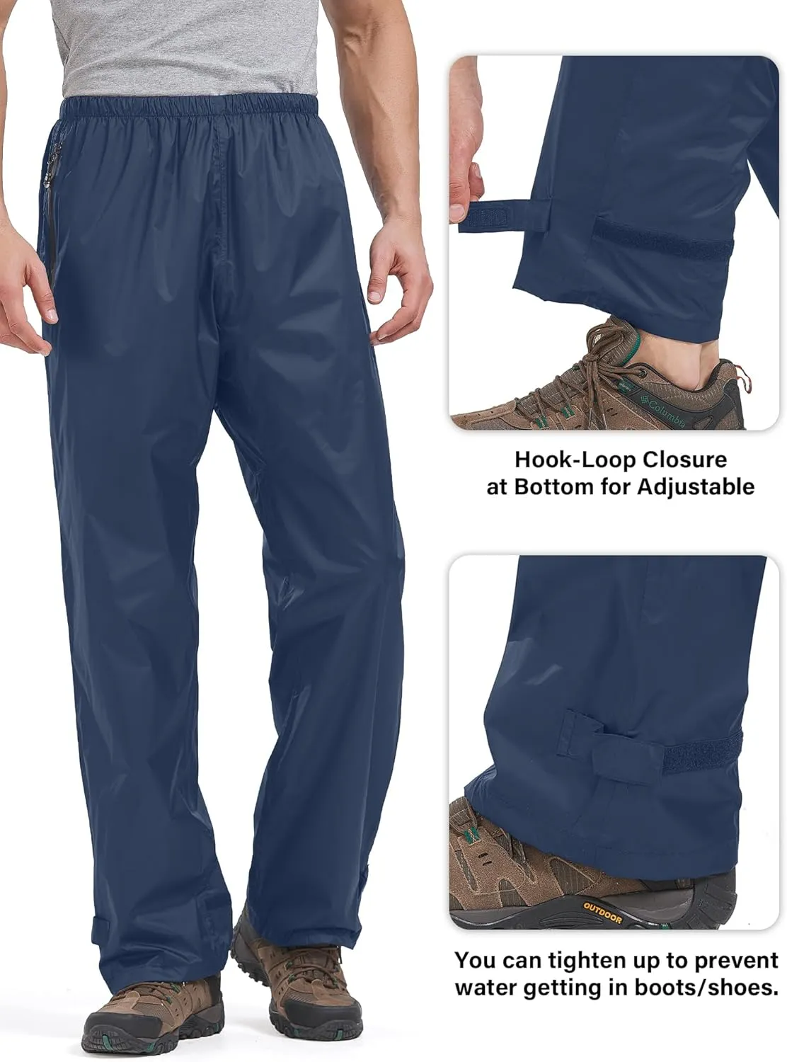 Men's Rain Pants,Waterproof Wind Pants Mens, Hiking Lightweight Outdoor Golf Fishing Cycling Motorcycle