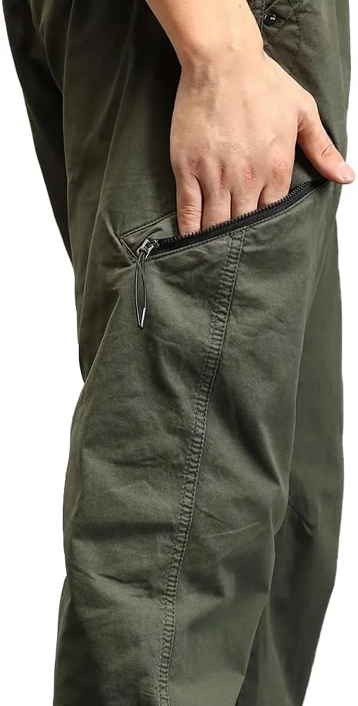 Men's Relaxed Fit Cargo Pants Outdoor Hiking Work Pants with Multi Pockets Drawstring Tactical Trousers