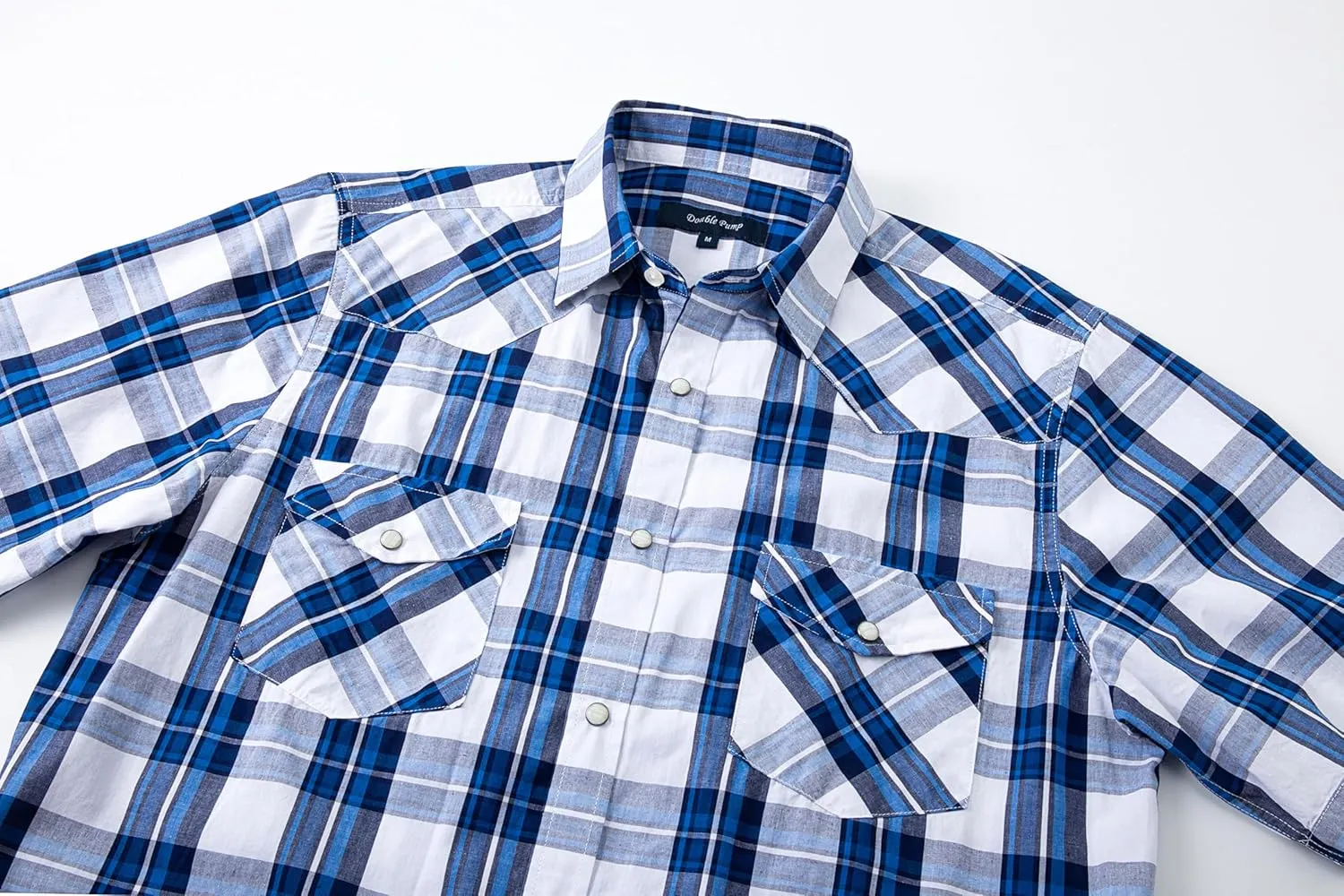 Mens Short Sleeve Western Shirts with Pearl Snap Button Up Casual Regular Fit Plaid Shirts