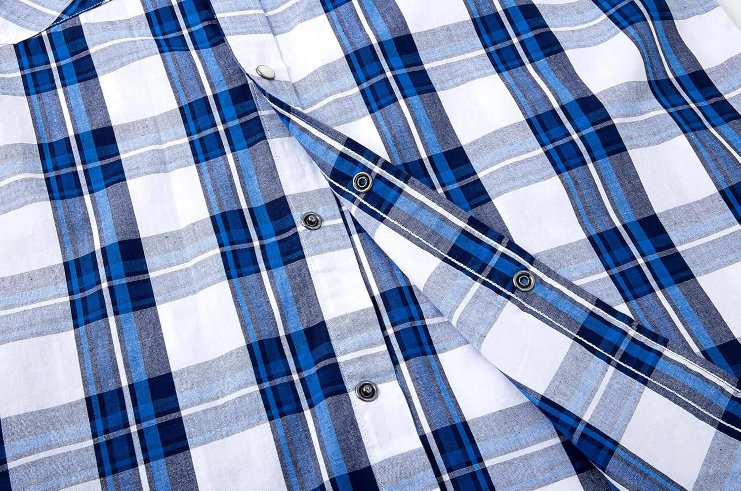 Mens Short Sleeve Western Shirts with Pearl Snap Button Up Casual Regular Fit Plaid Shirts
