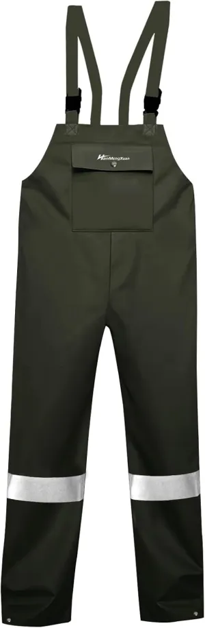 Men's Waterproof Rain Bib Overalls - Windproof Adjustable Outdoor Fishing Workwear Pants