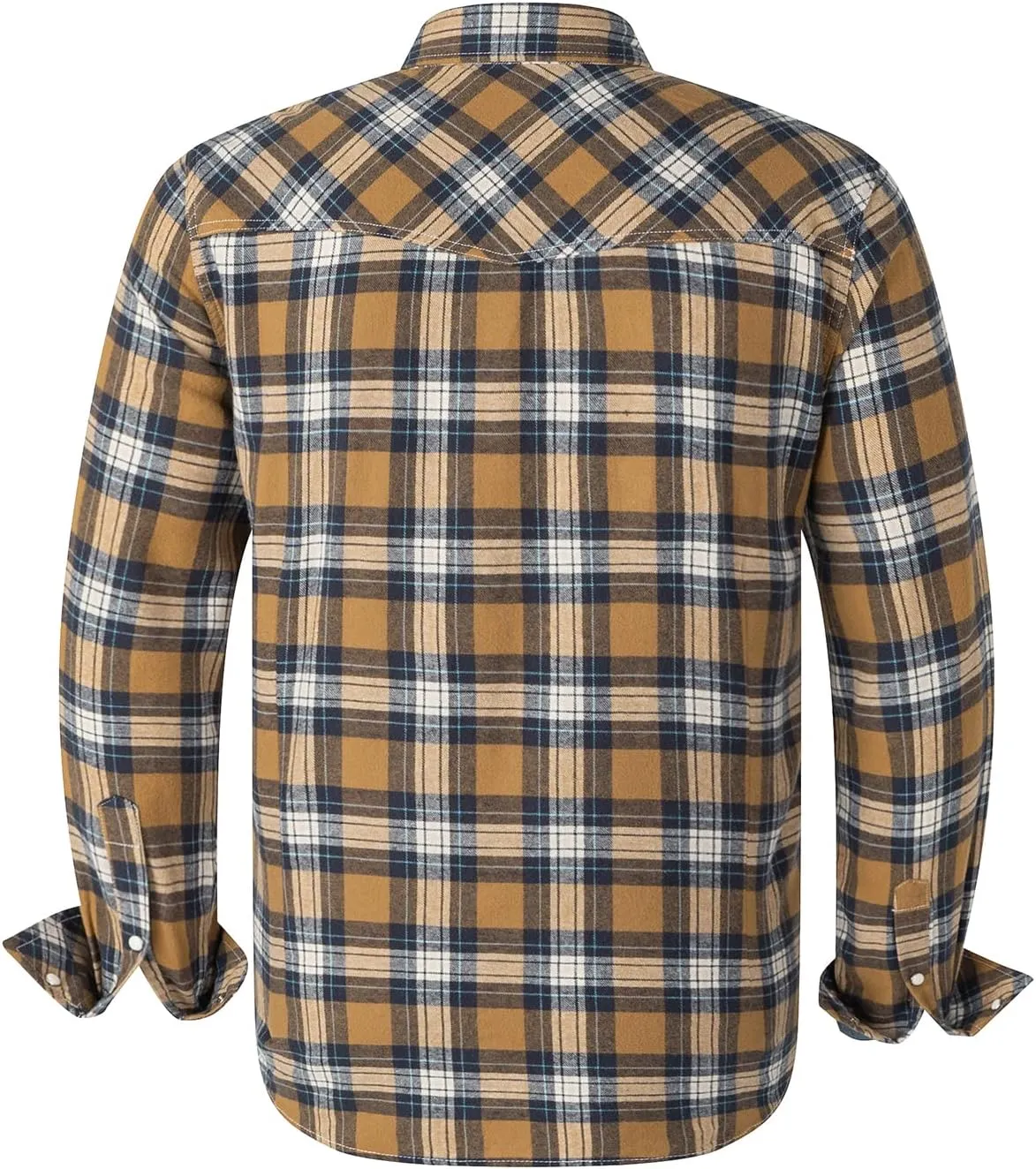 Men's Western Flannel Casual Shirt Two Pocket Long Sleeve Snap Shirt