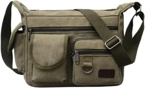Men's Women's Vintage Canvas Crossbody Bag Travel Casual Shoulder Bag Men's Crossbody Tote Messenger Bag