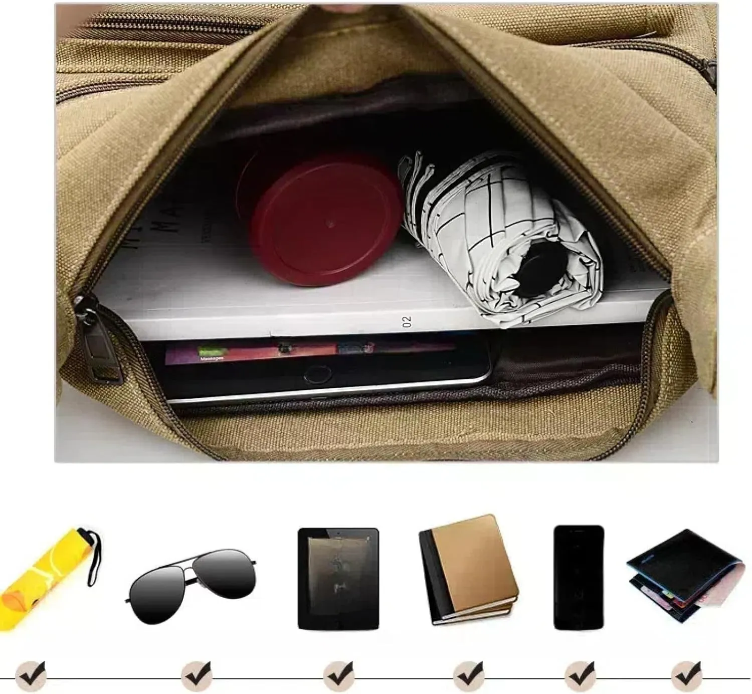 Men's Women's Vintage Canvas Crossbody Bag Travel Casual Shoulder Bag Men's Crossbody Tote Messenger Bag