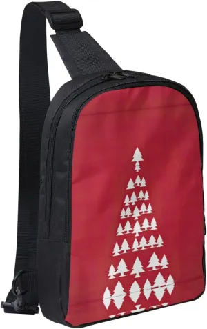 Merry Christmas Birch Tree Crossbody Chest Bag Lightweight Travel Hiking Shoulder Backpack For Men Women, Black