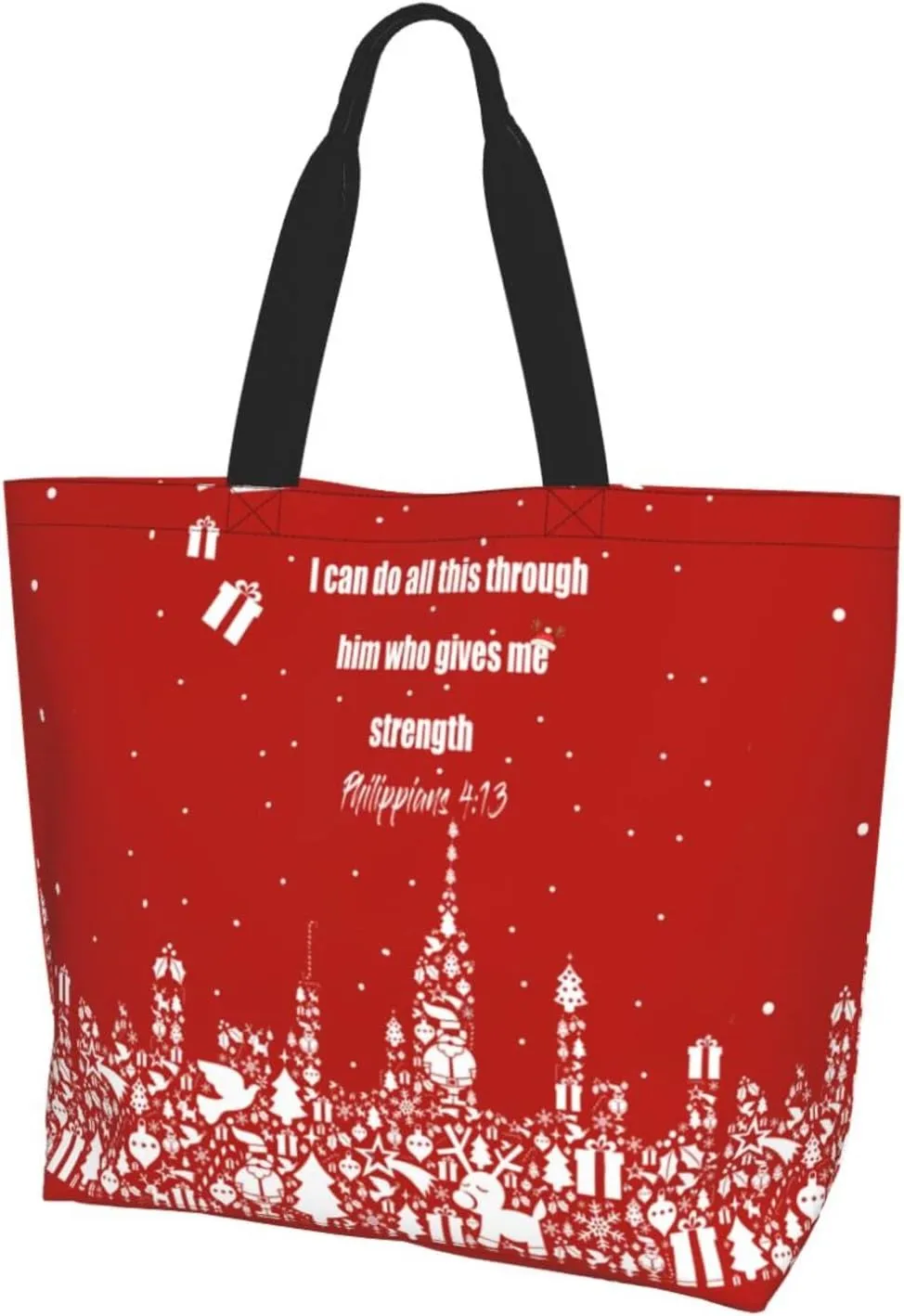 Merry Christmas Canvas Tote Bag Christmas Shoulder Bag for Women Men Casual Grocery Bags Jesus Bag for Christmas