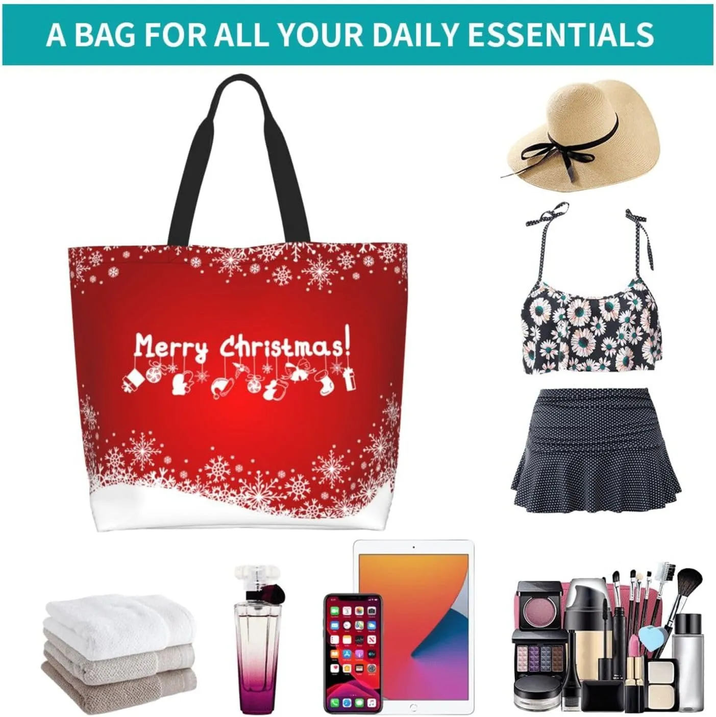 Merry Christmas Canvas Tote Bag Christmas Shoulder Bag for Women Men Casual Grocery Bags Jesus Bag for Christmas