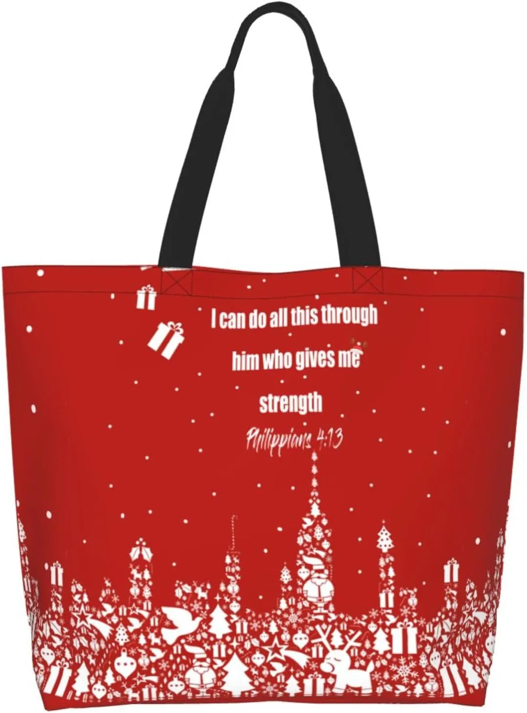 Merry Christmas Canvas Tote Bag Christmas Shoulder Bag for Women Men Casual Grocery Bags Jesus Bag for Christmas