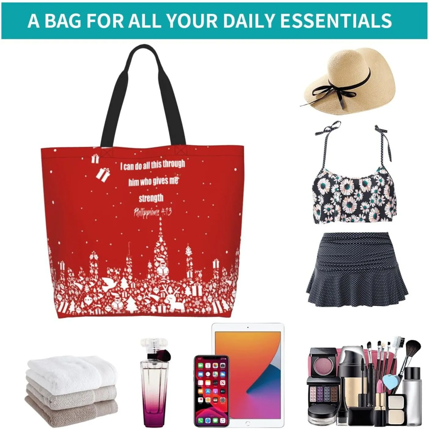Merry Christmas Canvas Tote Bag Christmas Shoulder Bag for Women Men Casual Grocery Bags Jesus Bag for Christmas