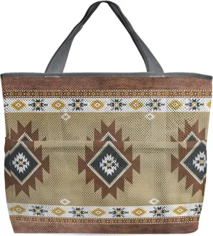 Mesh Beach Bag Oversized Tote Bags for Women Aztec Ethnic Style Boho Geometric Large Travel Pool Bags Grocery Toy Tote Bags