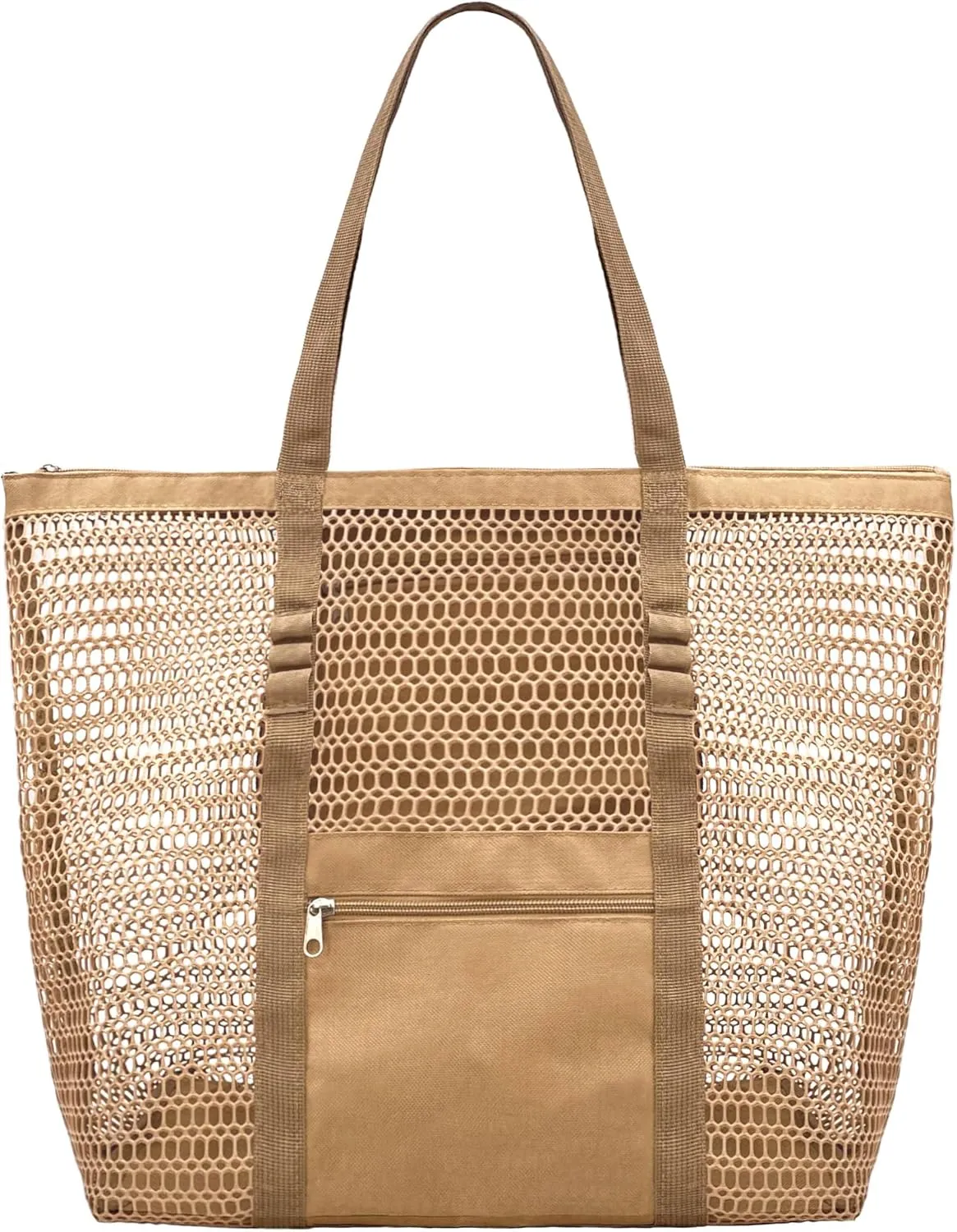 Mesh Beach Bags for Women with Zipper Foldable Hobo Tote Bag Vacation Shoulder Bags for Swimming Pools
