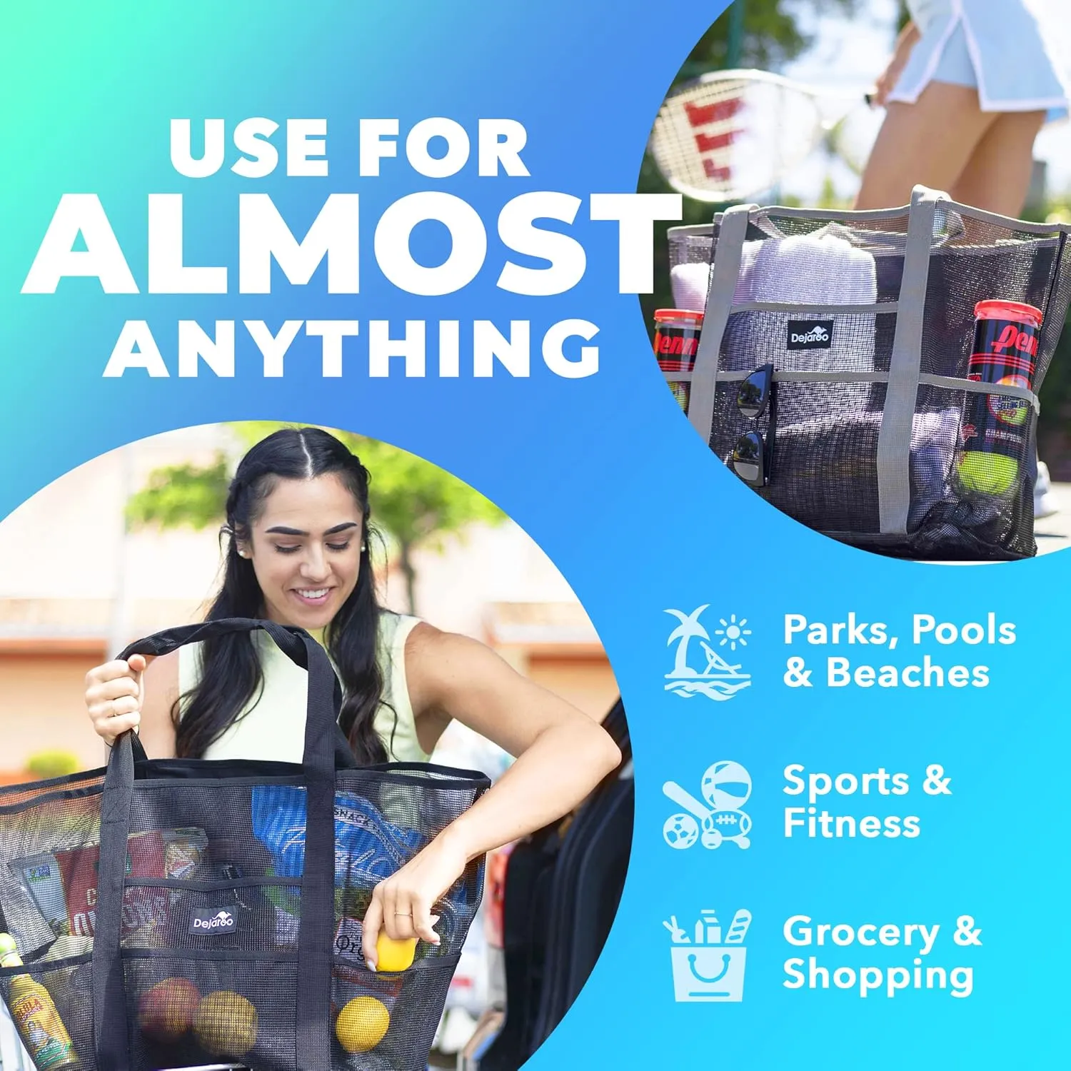 Mesh Sand Free Bag - Strong Lightweight Bag For Beach & Vacation Essentials. Tons of Storage!