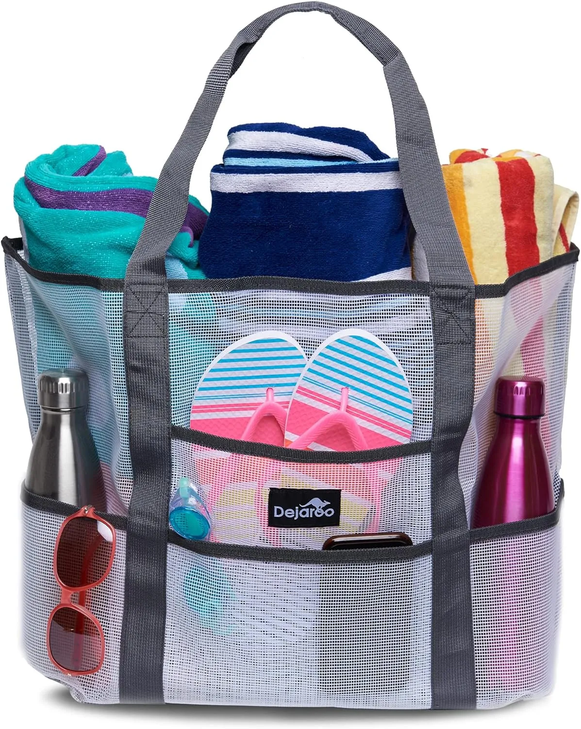 Mesh Sand Free Bag - Strong Lightweight Bag For Beach & Vacation Essentials. Tons of Storage!