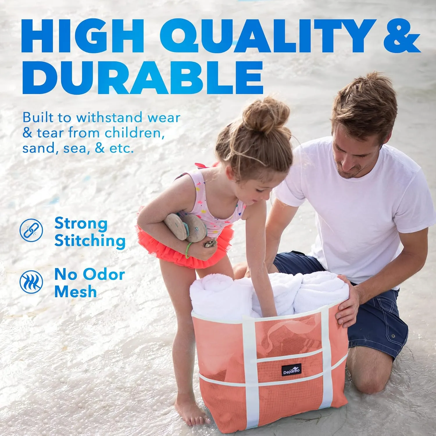 Mesh Sand Free Bag - Strong Lightweight Bag For Beach & Vacation Essentials. Tons of Storage!